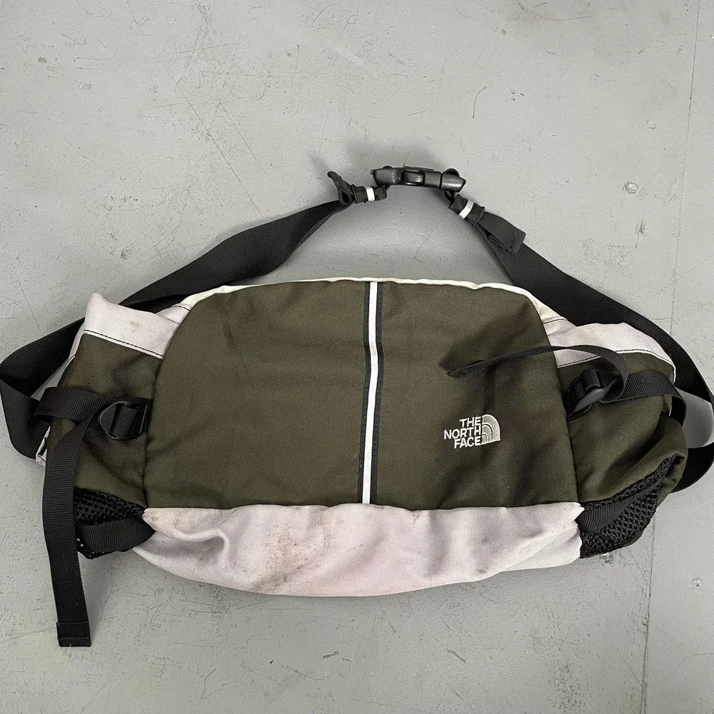 The North Face Lumbar Waist Pack Olive Gray Fanny Pack Adjustable Strap Hiking